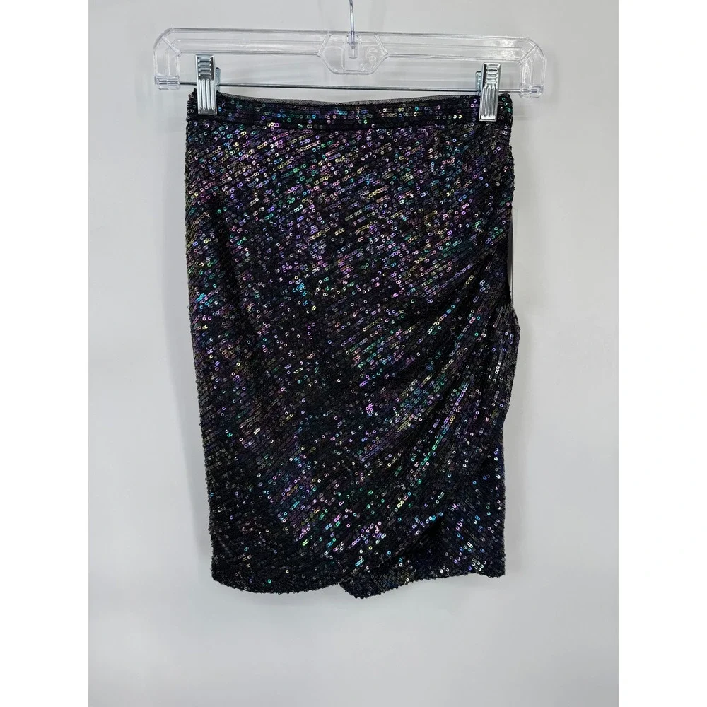 Morgan & Co Homecoming 2-pc Skirt Set Womens 0 Black Multi Sequin Party Glam NWT